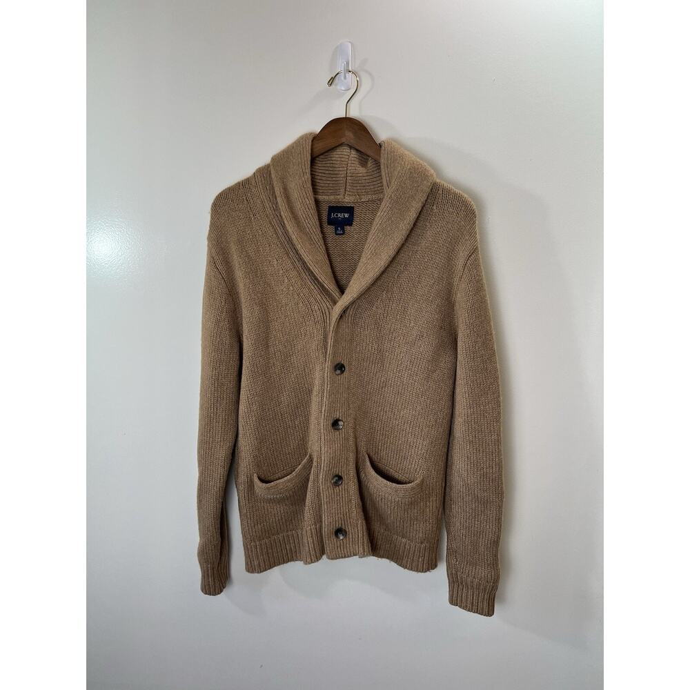 J. Crew Womens Shawl Neck Wool Blend Cardigan Size S Camel Brown Preppy Academia